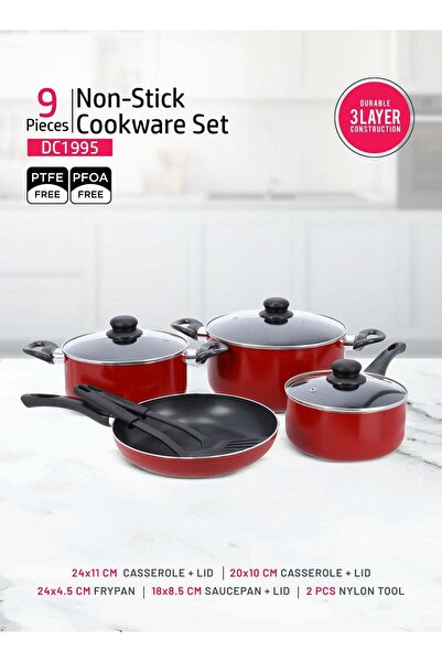 Other DELCASE Nonstick Cookware Set 9pcs Aluminum Cookware