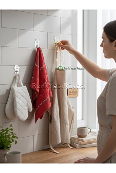 RENK YAPI RÜYASI 3 LÜ METAL YAPIŞKANLI ŞIK SAĞLAM MUTFAK BANYO ASKISI, ŞIK TA...