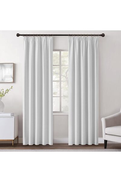 MIULEE Blackout Curtains Ruffle Tape Curtains Linen Look Curtain Opaque Therm...