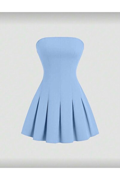 EUROPA Straplez pile detaylı elbise