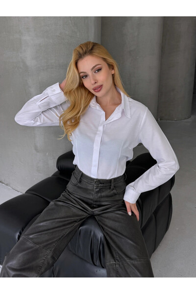 Cool & Sexy Women's Slim Fit Buttoned White Shirt