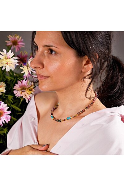 Ezera Κολιέ με πολύχρωμα τσιπς τουρμαλίνης Anand