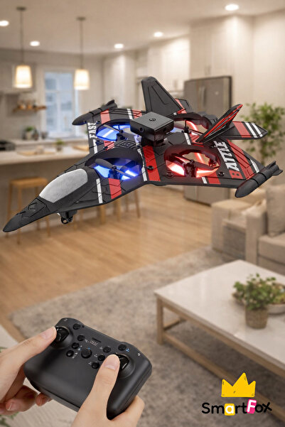 SmartFox Uzaktan Kumandalı Oyuncak Uçak - 2.4 GHz - LED Işıklı Drone Uçak - 3...