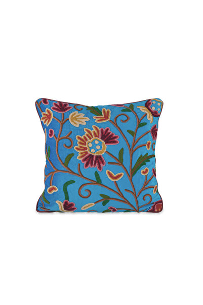 Bursa İpek Pernă decorativă din catifea turcoaz brodată
