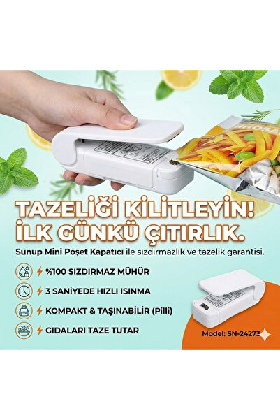 nelerbulurum Mini Isıtmalı Poşet Kapatma Makinesi - Pilli Gıda Koruyucu - MİN...
