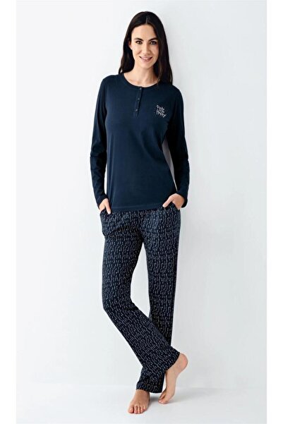 Arnetta Modal Cotton Long Sleeve Crew Neck Placket Pajama Set