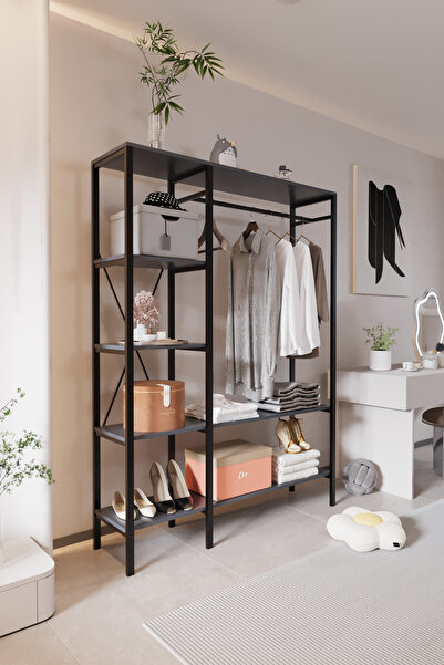 AWOX Via Portmanto Modern Metal Gövdeli Raflı Askılı Açık Portmanto