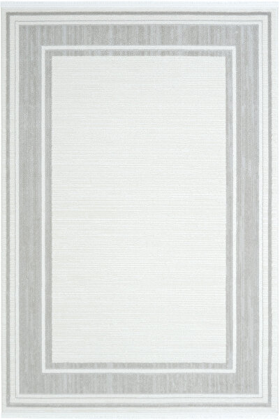 Cool Halı Arezzo Beyaz Gri Çerçeveli Yumuşak Akrilik Pamuk Taban Makina Dokum...