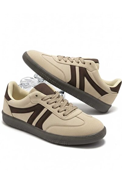 McDark Women's Sneaker Lace-Up Flat Sole Sports Shoes Sam Beige Suede