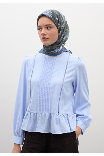 Fresh وشاح قطني من الفيسكون بنقشة ويستيريا باللون الأزرق