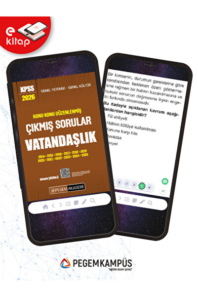 Pegem Akademi Yayıncılık 2026 KPSS Genel Yetenek Genel Kültür Konu Konu Düzenlenmiş Tamamı Çözümlü Çıkmış Sorular VATANDAŞLIK