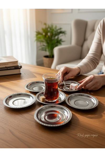 RENK YAPI RÜYASI طبق شاي من الفولاذ المقاوم للصدأ باللون الرمادي، طبق شاي نوس...