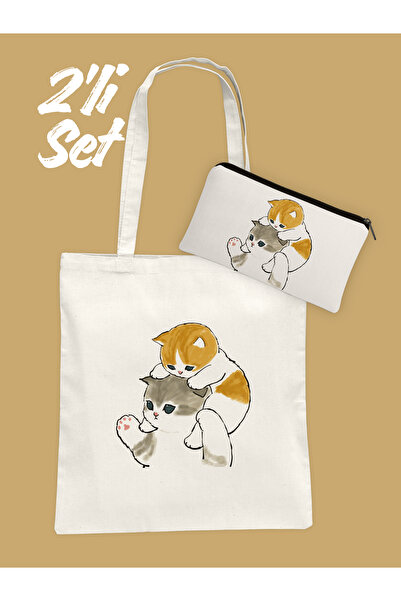 Hayali Şeyler Spoiled Cats Cloth Bag and Pen Holder Set