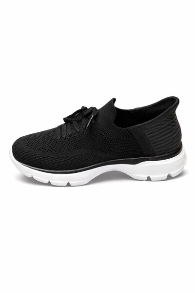 Voyager V26Ya-0042 Black Knitted Fabric Comfort Women's Walking Shoes