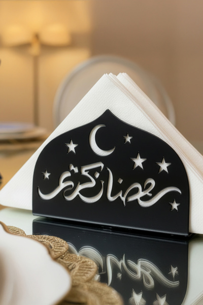 iwa concept Ramadan Kareem Metal Napkin Holder - Metal Tableware Iftar Decora...