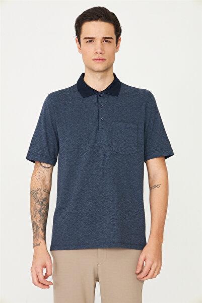 White Stone Navy Blue Polo Neck T-Shirt