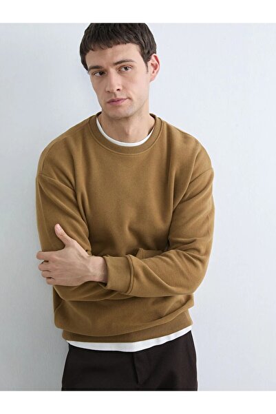 LC Waikiki Lcw Vision Mari̇n Store Brown Crew Neck Men's Sweatshirt