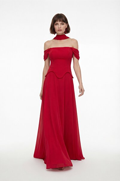 Lafaba Women's Red Slim Fit Shawl Collar Strapless Promise Engagement Evening...