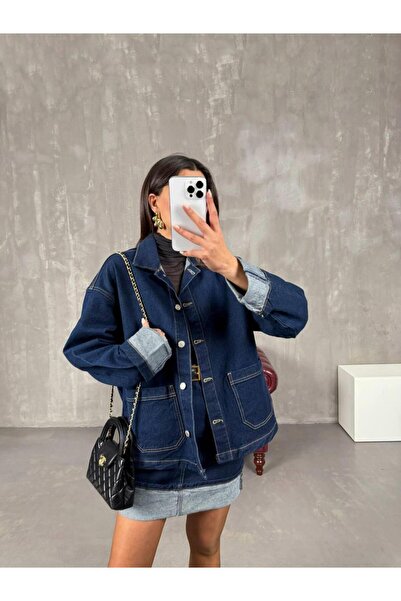 Polo State Women's Denim Jacket Skirt Set Oversized Cut