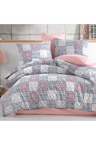 Class-Majoli Lenjerie de pat bumbac 100% ranforce, Bahar Home, Ceramica roz m...