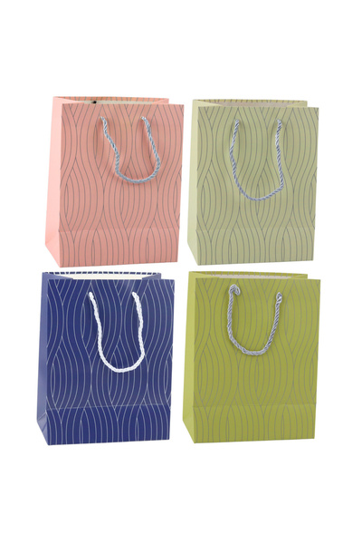 Three top online Paper Gift Bag Silver Wavy Lines