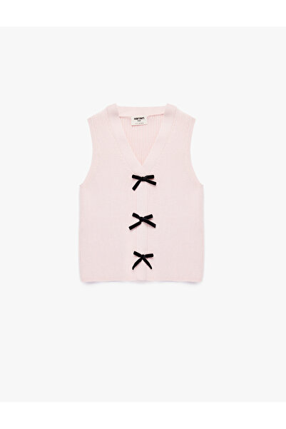 Koton V-Neck Sleeveless Viscose Blend Bowknot Tank Top