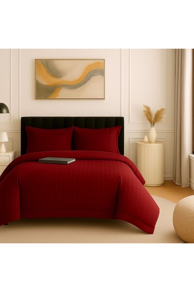 Pucioasa Lenjerie de pat dublu 4 piese, damasc policoton, rosie