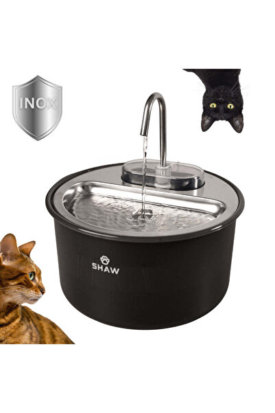 SHAW Fântână de apă pentru animale de companie cu robinet, capacitate 4 l, oț...