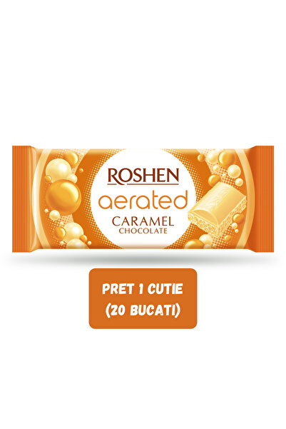 Roshen SET 20 BUCĂȚI - Ciocolată Caramel aerat, ciocolată albă 80g