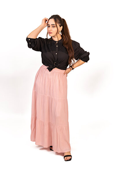 LINELLE Pink Gathered Woven Skirt