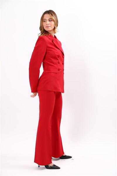 ÖNDER ÖZSOY Düğmeli Klasik Blazer Ceket & Cepli İspanyol Paça Pantolon Kadın ...
