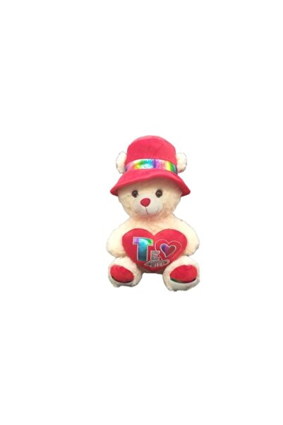 OEM Teddy Bear with Hat and Red Heart 40 cm