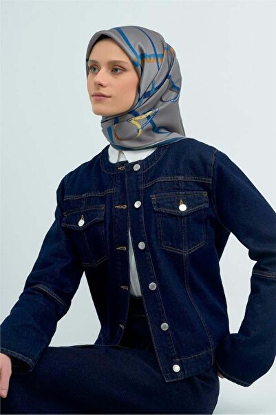 Armine وشاح سورا من الحرير الخالص 9517 - 80 نمط حزام باللون الرمادي والبنزين ...