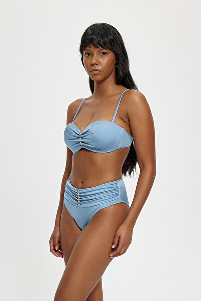 Louren Women's Strapless Beaded Detailed Bikini Set – High Waist Bottom, Remo...