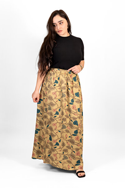 LINELLE Brown Floral Printed Woven Skirt