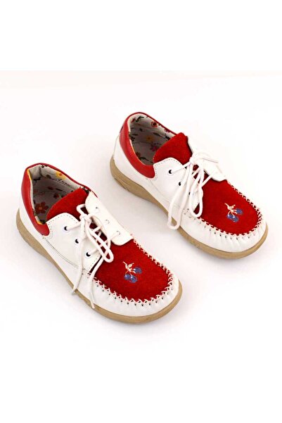 tino Lightweight children's shoes, made of natural leather 3149-WHITE/RED