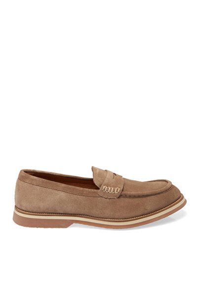Tergan Bej Hakiki Süet Deri Erkek Loafer - E25I1AY57308-B79