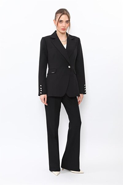 ÖNDER ÖZSOY Men's Lapel Single Button Double-Breasted Jacket & Pocketed Spani...