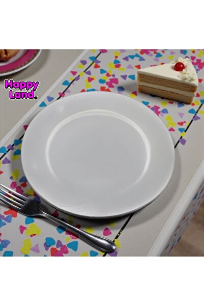 Happyland Beyaz Renk MİKA TABAK 6'LI 23CM Doğum Günü Organizasyon Piknik Tabağı