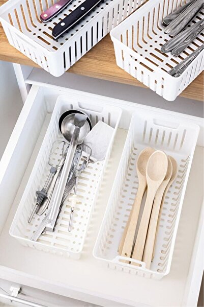 Comprox طقم منظم أدوات المائدة والثلاجة والدرج مكون من 4 قطع - سلة بلاستيكية ...