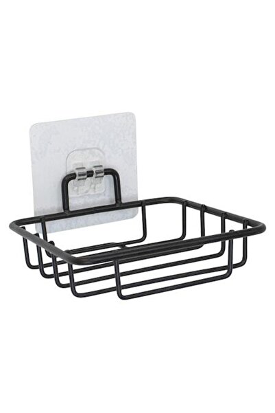 FRANDIS Soap Holder, FRANDIS, Black Metal, 11x11x5 cm, Adhesive Mount