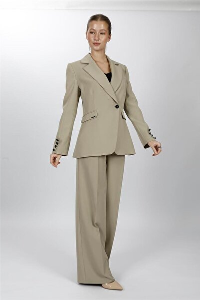 ÖNDER ÖZSOY Men's Lapel Single Button Double-Breasted Jacket & Classic Palazz...