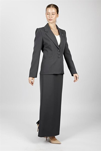 ÖNDER ÖZSOY Jacket with Collar Pockets Modern Jacket & Long Pencil Skirt Wome...