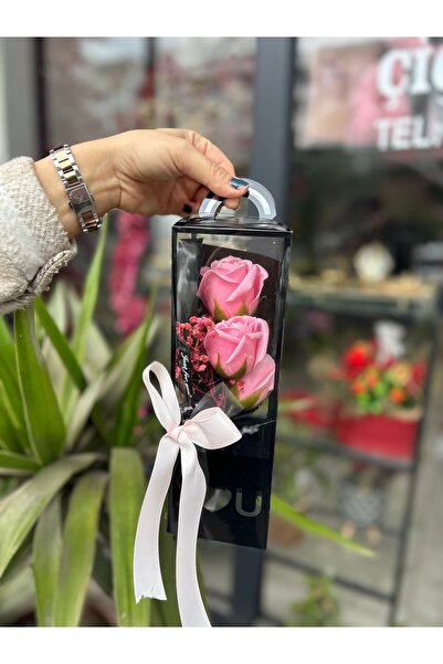 Tasarım Kutuda 3’lü Pembe Yapay Gül