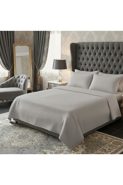 Pucioasa Double crepe bed linen, 100% cotton, light gray