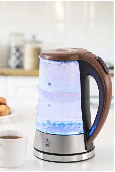 ALSAIF Glass kettle with wooden handle, 2200 watts power, 1.7 liter capacity