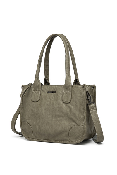 Solo Bag Измиваема кожена чанта с много отделения, стилна мека кожена чанта п...