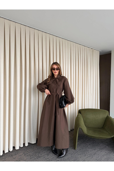 Laluvia Рокля с кафяв яка с панделка - 2001