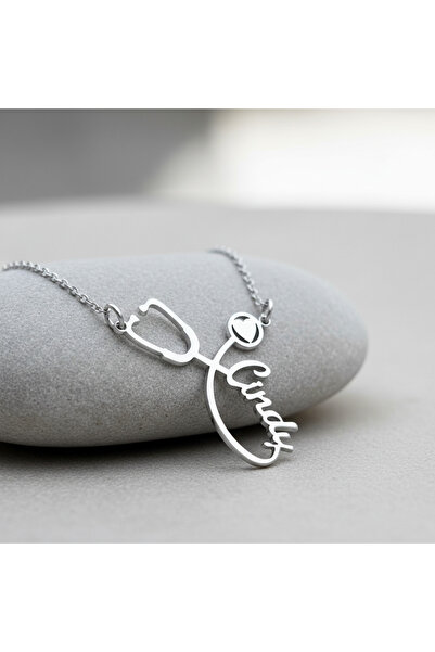 Beelo Silver 925 Ayar Gümüş İsimli Stetoskop Kolye - Kişiye Özel Tasarım Dokt...