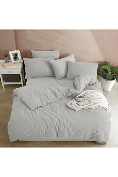 Eponj Home 2-person bed linen with elastic, ranforce cotton, Yarn Dyed Grey